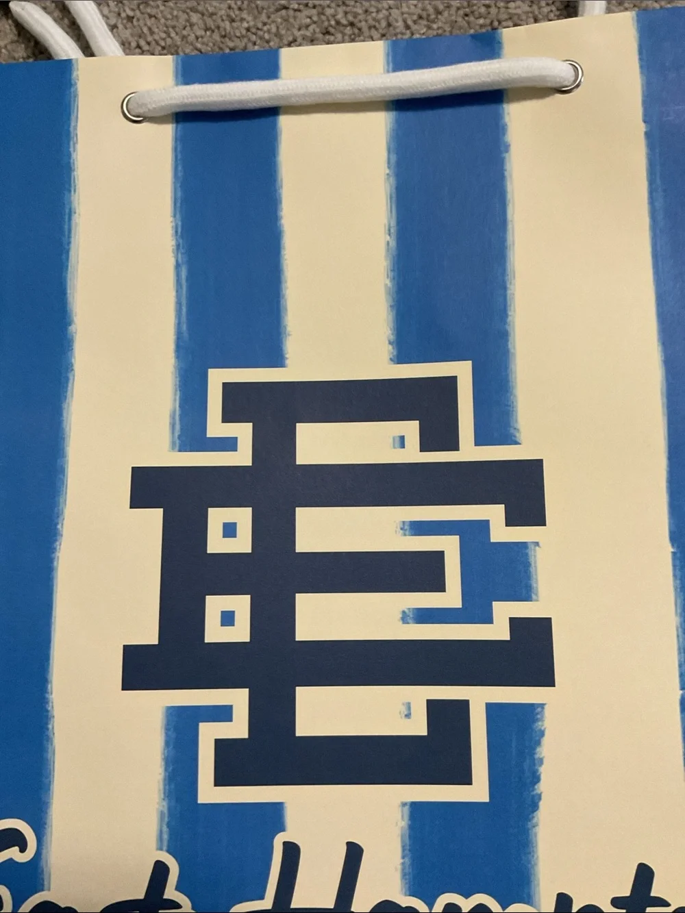 Eric Emanuel Blue & White Striped Gift Bags - Set of 2 new